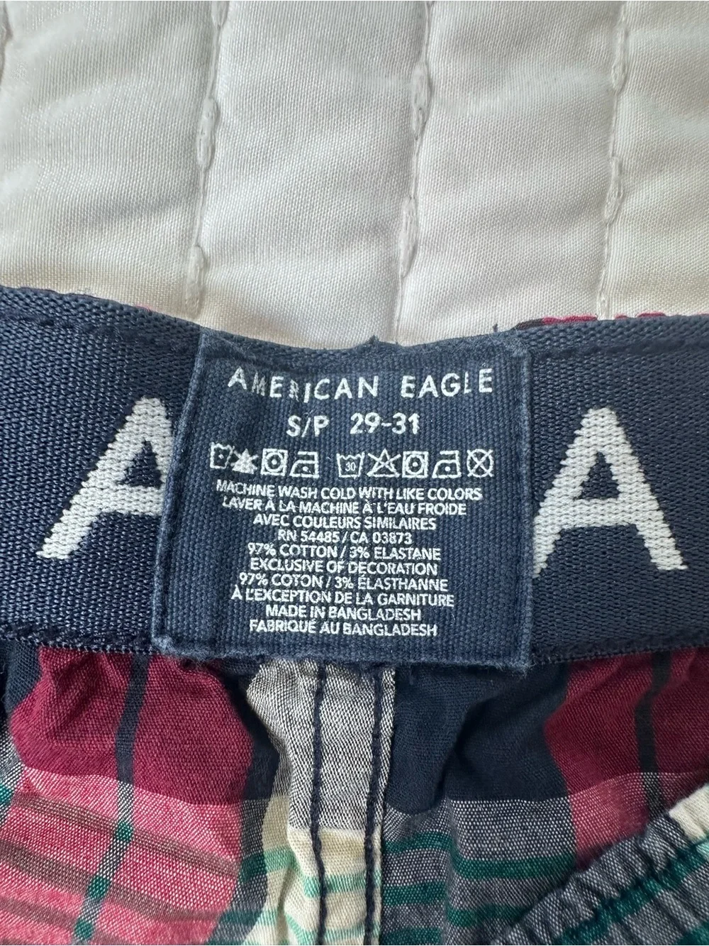 American Eagle Outfitters Stretch Plaid Classic Navy Boxers Short Sz S/P 29-31